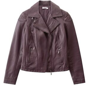 Ricki’s Faux Leather Jacket Moto Biker Vegan Burgundy Oxblood Plum Maroon Size 4